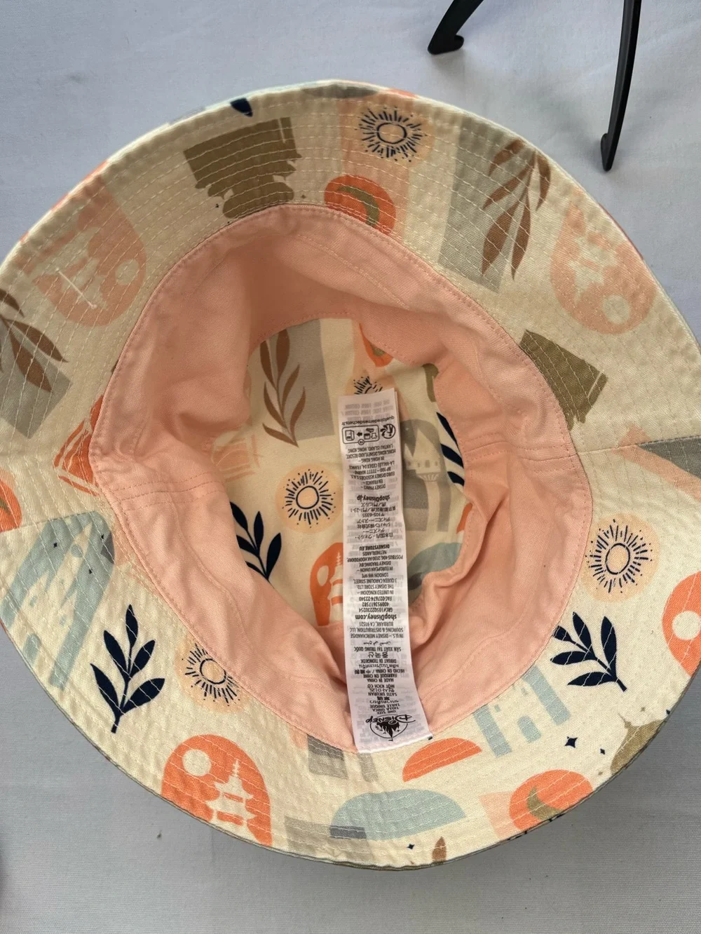 Disney Princesses Disney Parks Pink Orange and Beige Patterned Bucket Hat